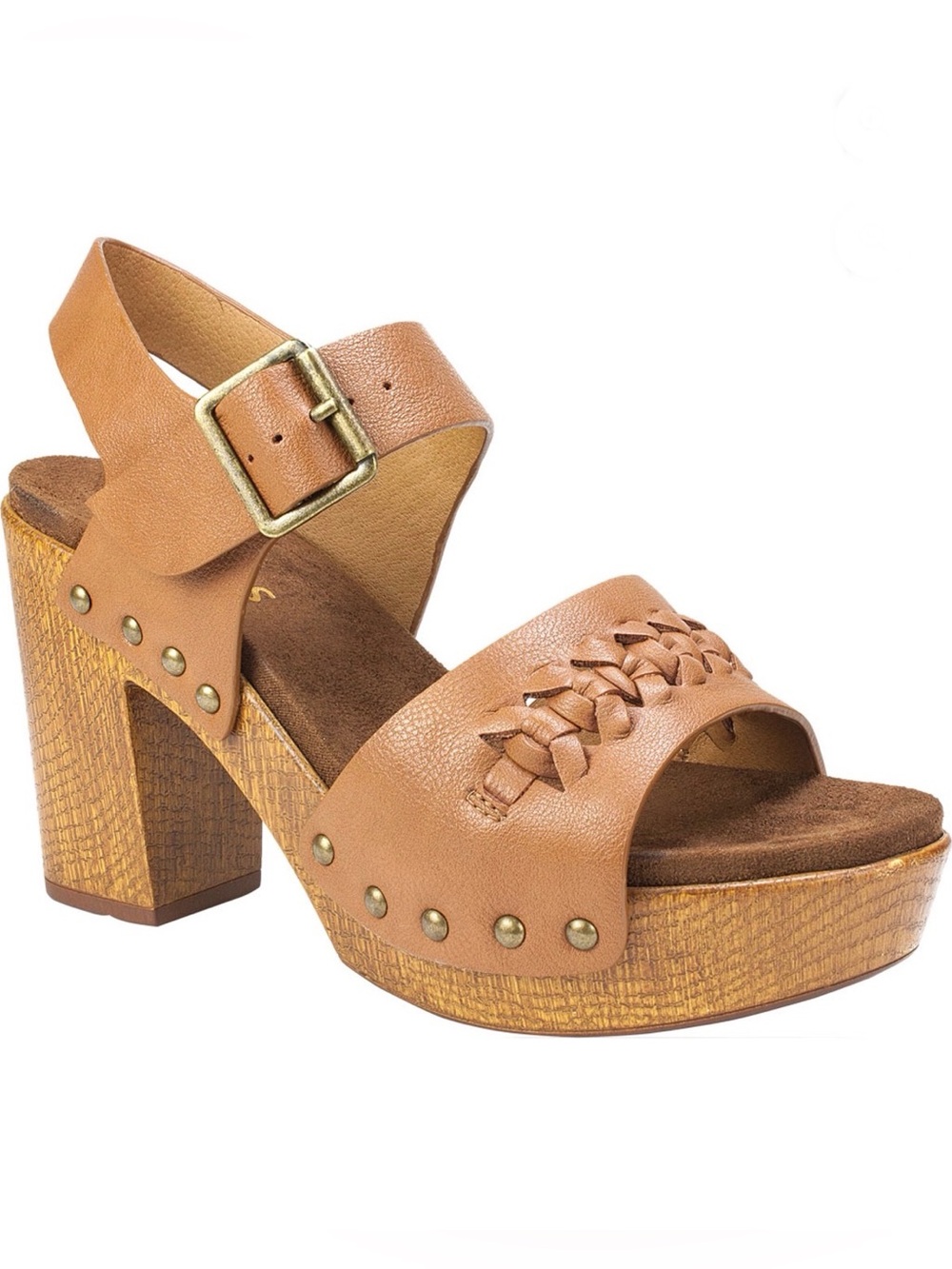 Alexis Bendel- Women’s Woven Strap Tan Sandals with Ankle Buckle